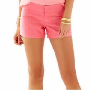 Lilly Pulitzer Ellie Shorts Flamingo Pink Jungle Leaf Jacquard Excellent Size 00